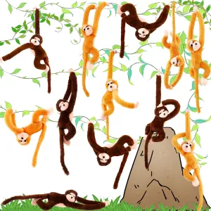 Monkey Stuffed Animal Plush Monkey Hanging Toys Soft Lifelike Toys for Zoo Jungle Forest Theme Party Decors, 2 fetus request Colors 12 Pcs 24 Inch Hanging 