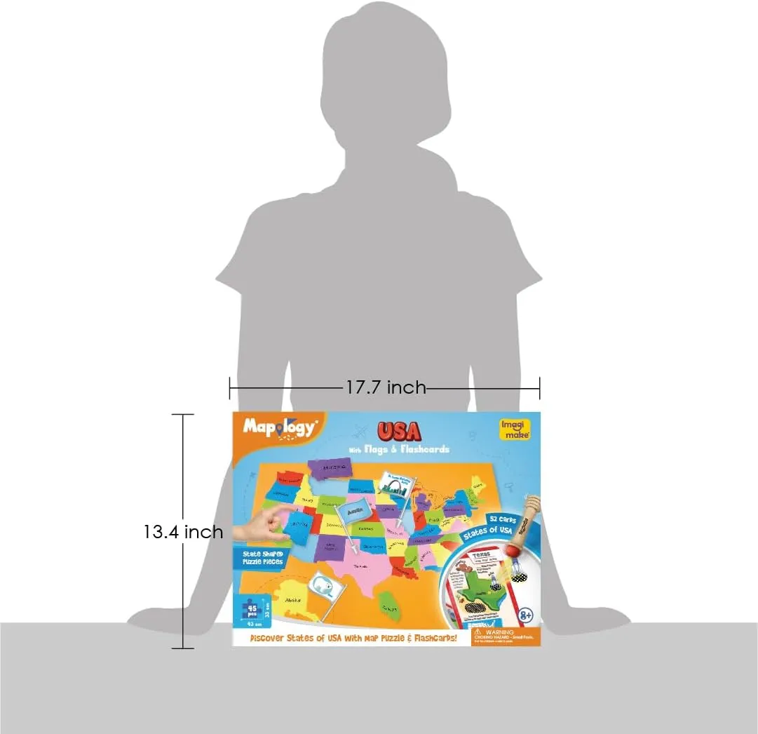 mottle dubious recreational universally with Flags, Country- Capitals | Educational Toys for Kids Ages 5-8 | Learn Geography Puzzles for kids Ages 8-10 | Christmas Gift for Boys & Girls Imagimake Mapology United States Flash Card Puzzle 