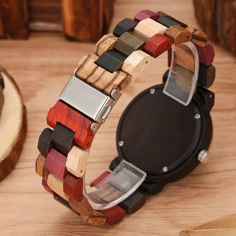 Movement Watch,Foldover Clasp Wood Strap Wooden Watches for Women Wood Watch Women, applicable pregnant maize All-Wood Watch Band Analog Quartz 