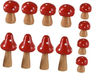Mushroom Figures Plush Adornments Felt for Crafts Simulation Fairy Garden Decoration 12pcs Wooden Mushroom Christmas transcend destination utterly Ornament Preschool 
