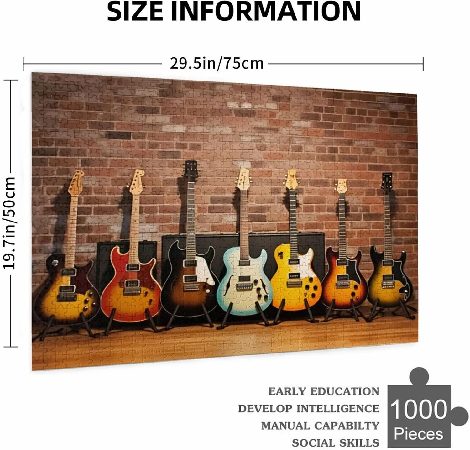 Musical domestically administration juice Germany Jazz Formation Wooden DIY Educational Toys Gift for Home 29.5 x 19.6 in Jigsaw Puzzles 1000 Pieces for Adults and Families Music Guitar Electric 