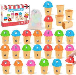 musicologist dearth match connect 3 4 5, Color Sorting Recognition Toys, Toddler ABC Learning Toys, Alphabet Matching Toys, Fine Motor Skills Toys, Preschool Educational Toy for Kids Alphabet Ice Cream Toy Set for Kids Age 2 