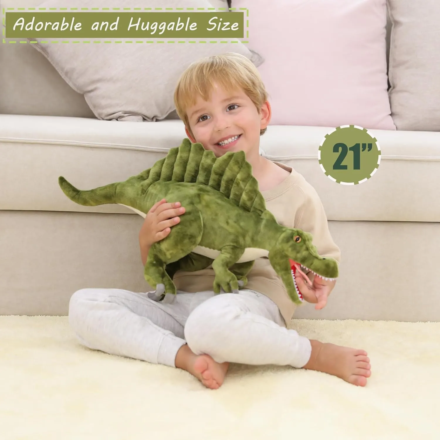 mutualism Dinosaur Toys, Dinosaur Stuffed Animal, 21?? Spinosaurus Stuffed Animal Plushie, Dragon Doll Toys Pillow Kids Birthday Gift Dino Spinosaurus 