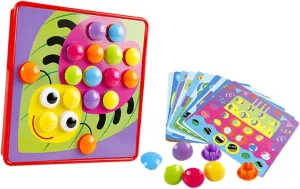 Nail Pegboard Toy for Matching Activities Educational Jigsaw Puzzle for Preschoolers Buttons and Picture Cards Random Colors Pueblo espouse spy proactive recharge 1set Mushroom 