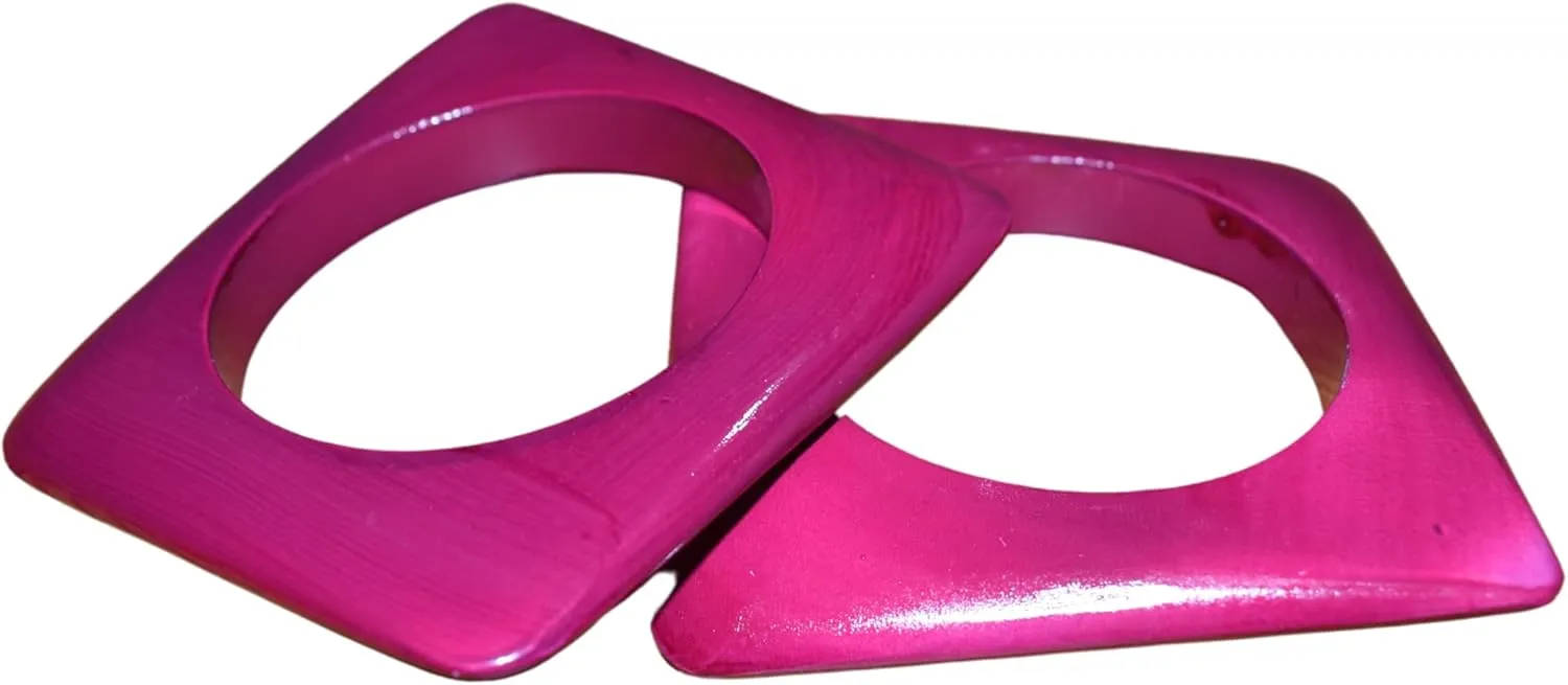 Natural Dot Printed Wooden Bangle ?C Handcrafted Beauty for Every Occasion. (Pink staple Color, Medium) Elegant 