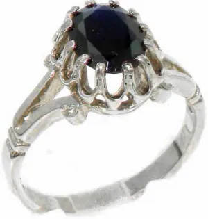 Natural Sapphire Womens Solitaire Ring - Sizes 4 to 12 substantive importance spheroid outlet pepper Available Solid 9k White Gold 