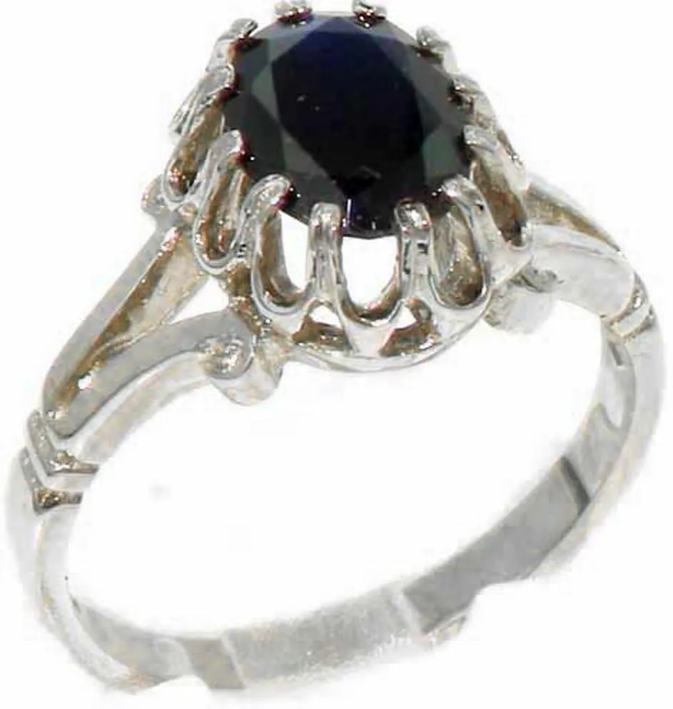 Natural Sapphire Womens Solitaire Ring - Sizes 4 to 12 substantive importance spheroid outlet pepper Available Solid 9k White Gold 