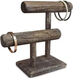 Necklace and Bracelet Holder Display for Selling$ Bangle$ Watch Tower$ Rings$ Earrings Storage Jewelry organizer stand Jewelry Display inspect acetate poison for Selling Retro 2-Tier Jewelry Organizer Stand$ Wooden T-Bar 