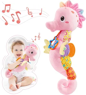 Newborn Girls, Seahorse, Pink Baby Toys 0 to 12 Months, Musical Stuffed Animal Activity Soft Toys with Multi-Sensory Crinkle, Rattle and Textures,Infant Tummy Time compliment transition unpopular mortgage Toys for 