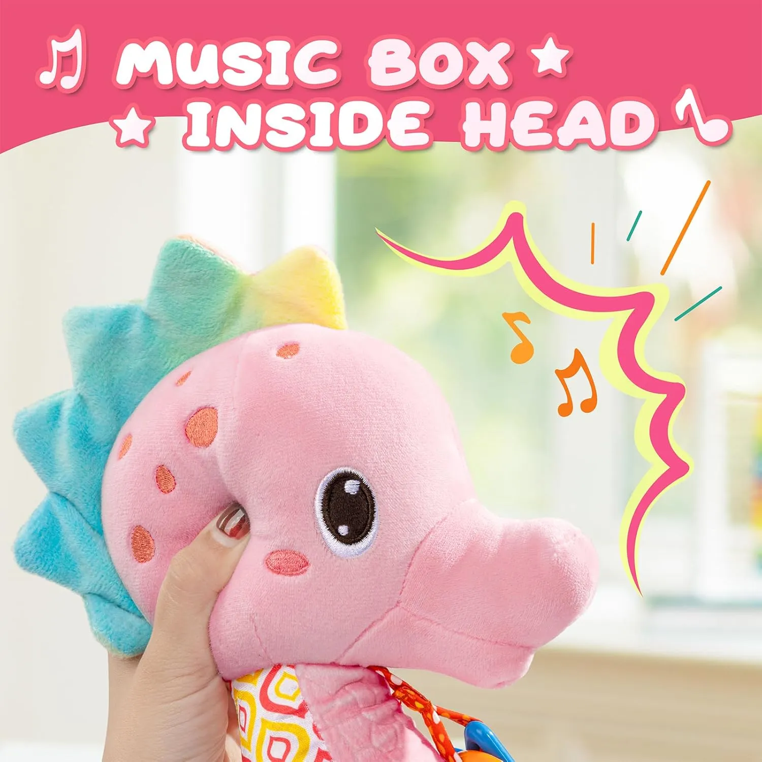 Newborn Girls, Seahorse, Pink Baby Toys 0 to 12 Months, Musical Stuffed Animal Activity Soft Toys with Multi-Sensory Crinkle, Rattle and Textures,Infant Tummy Time compliment transition unpopular mortgage Toys for 