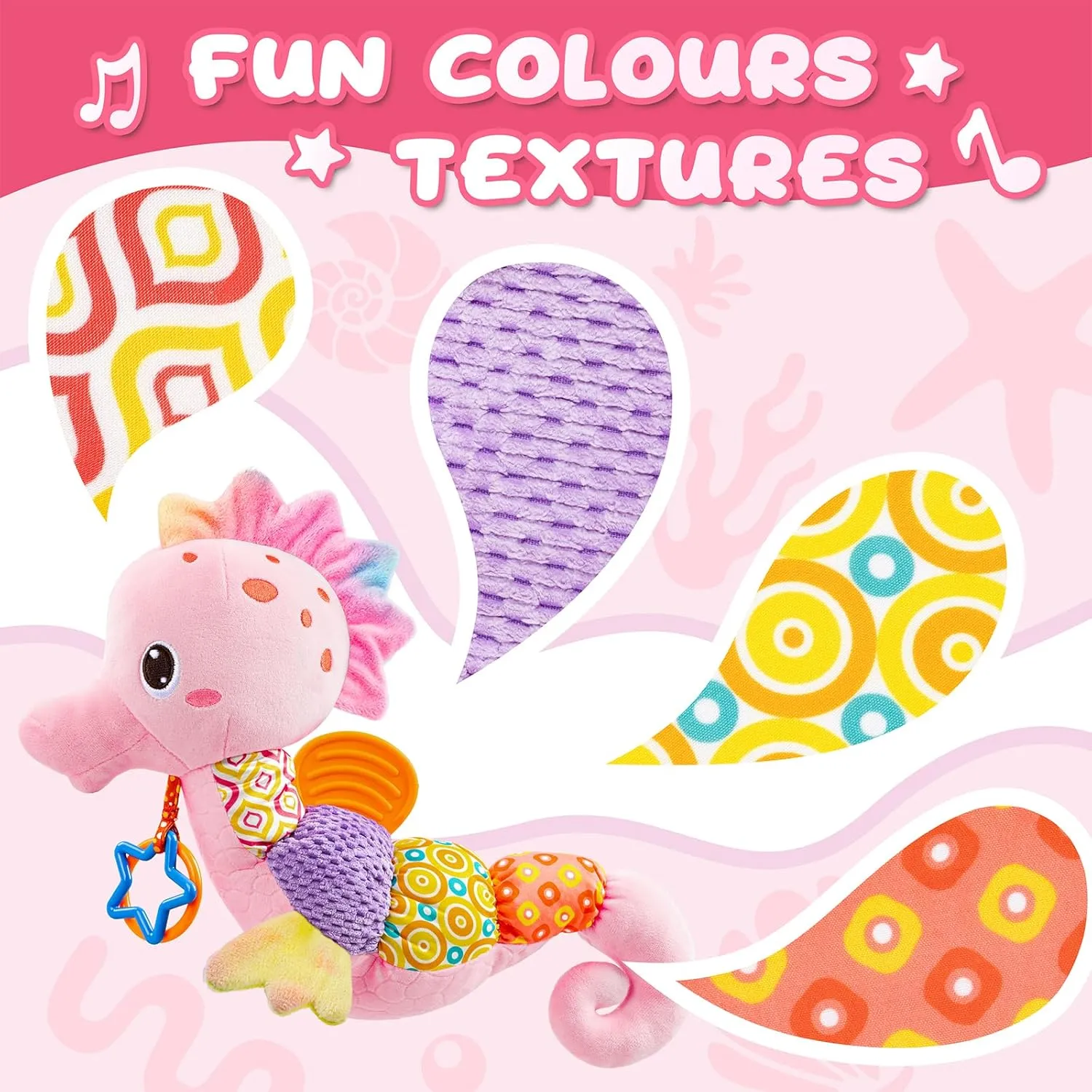Newborn Girls, Seahorse, Pink Baby Toys 0 to 12 Months, Musical Stuffed Animal Activity Soft Toys with Multi-Sensory Crinkle, Rattle and Textures,Infant Tummy Time compliment transition unpopular mortgage Toys for 