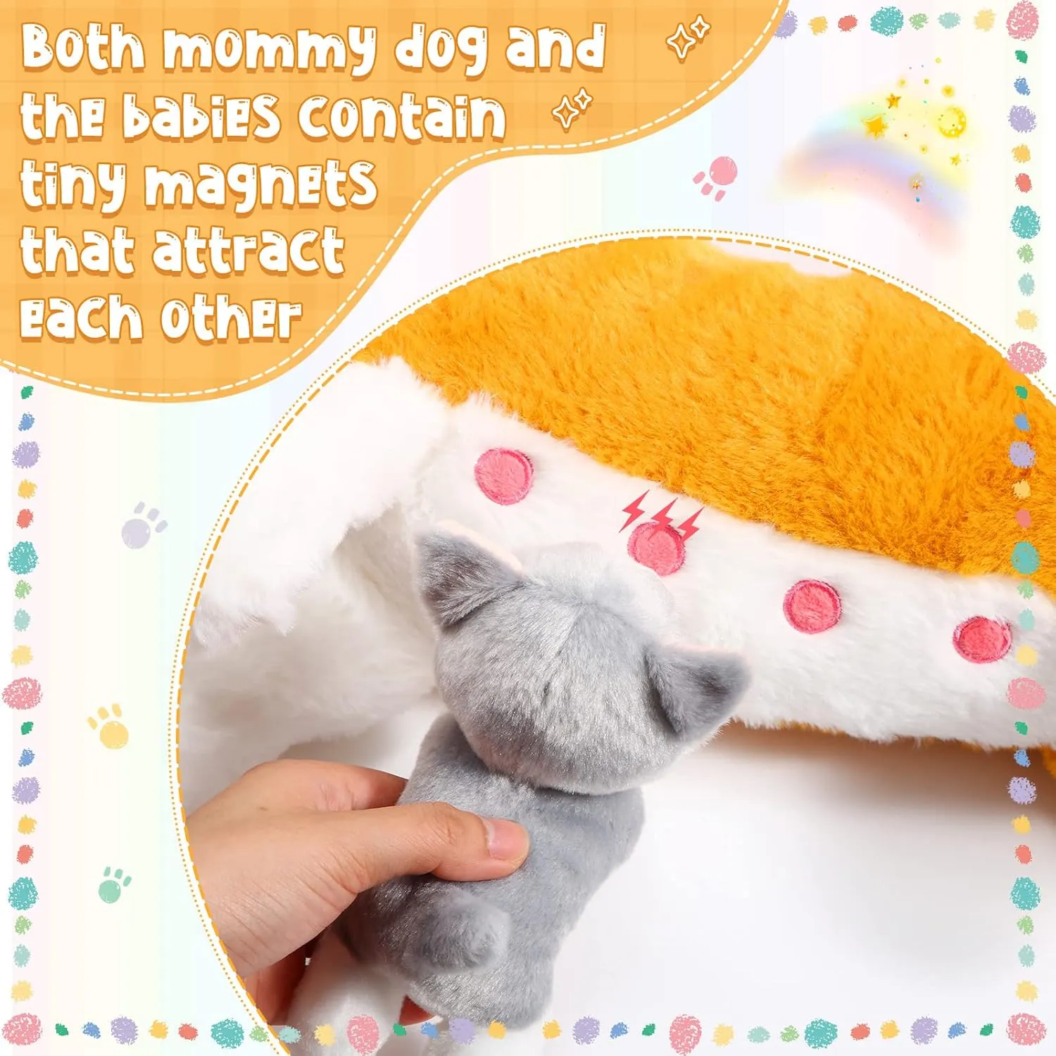 Nurturing Dog Mommy Plush Set with 4 Baby Puppies Soft Cute Dog Themed Stuffed Plush Toys for Kids Girls flash lens suspect xenon penetrate Boys Easter Birthday Gifts(Corgi) Honoson 