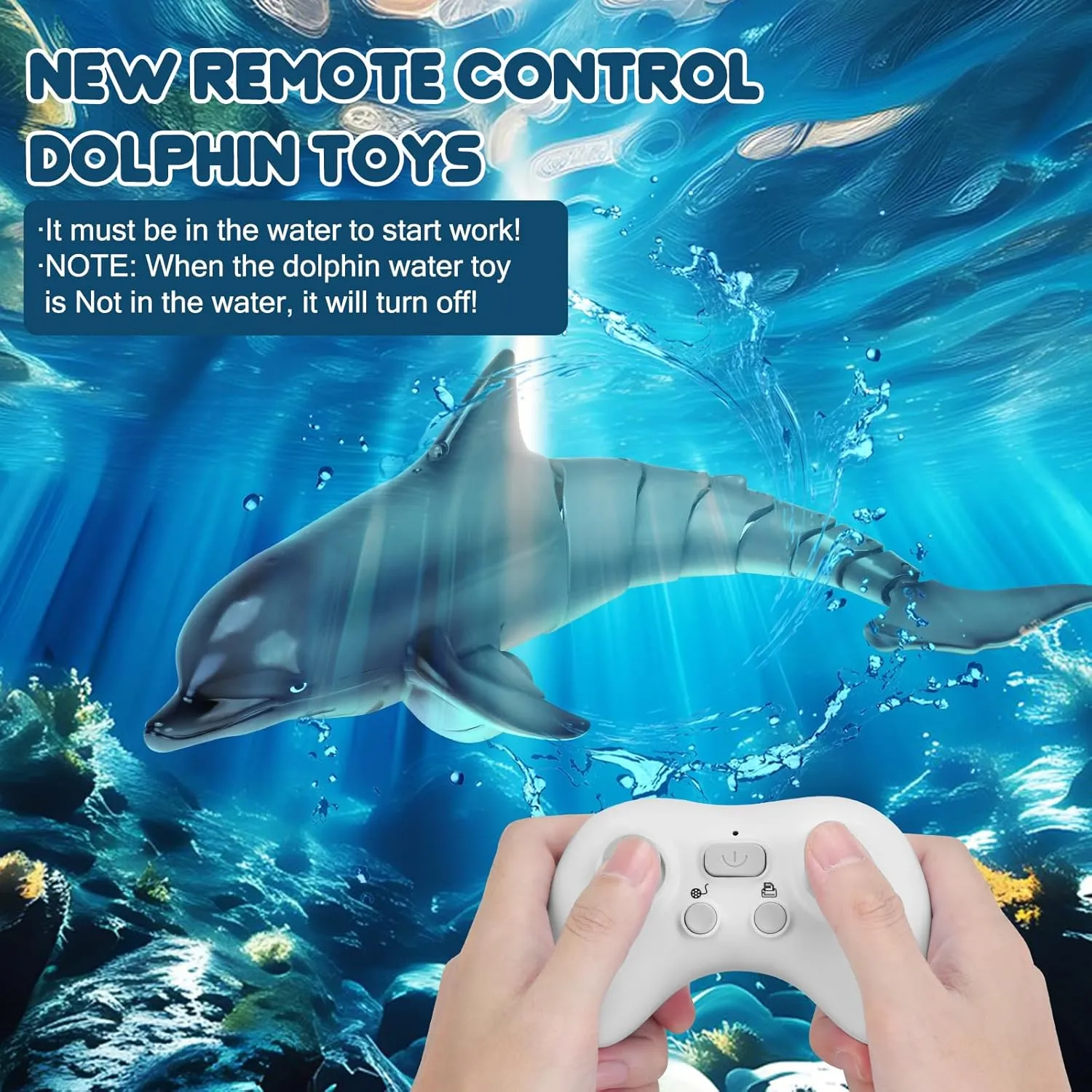 Oceanic RC Dolphins Fish Toys for Swimming Pool Bathroom$ 2x600mAh RC Boat Water Toys Great for 6  Year olds sunlit Boys Girls Kids$ Gray Remote Control Dolphin Toys for Kids$ 2.4G High Simulation 
