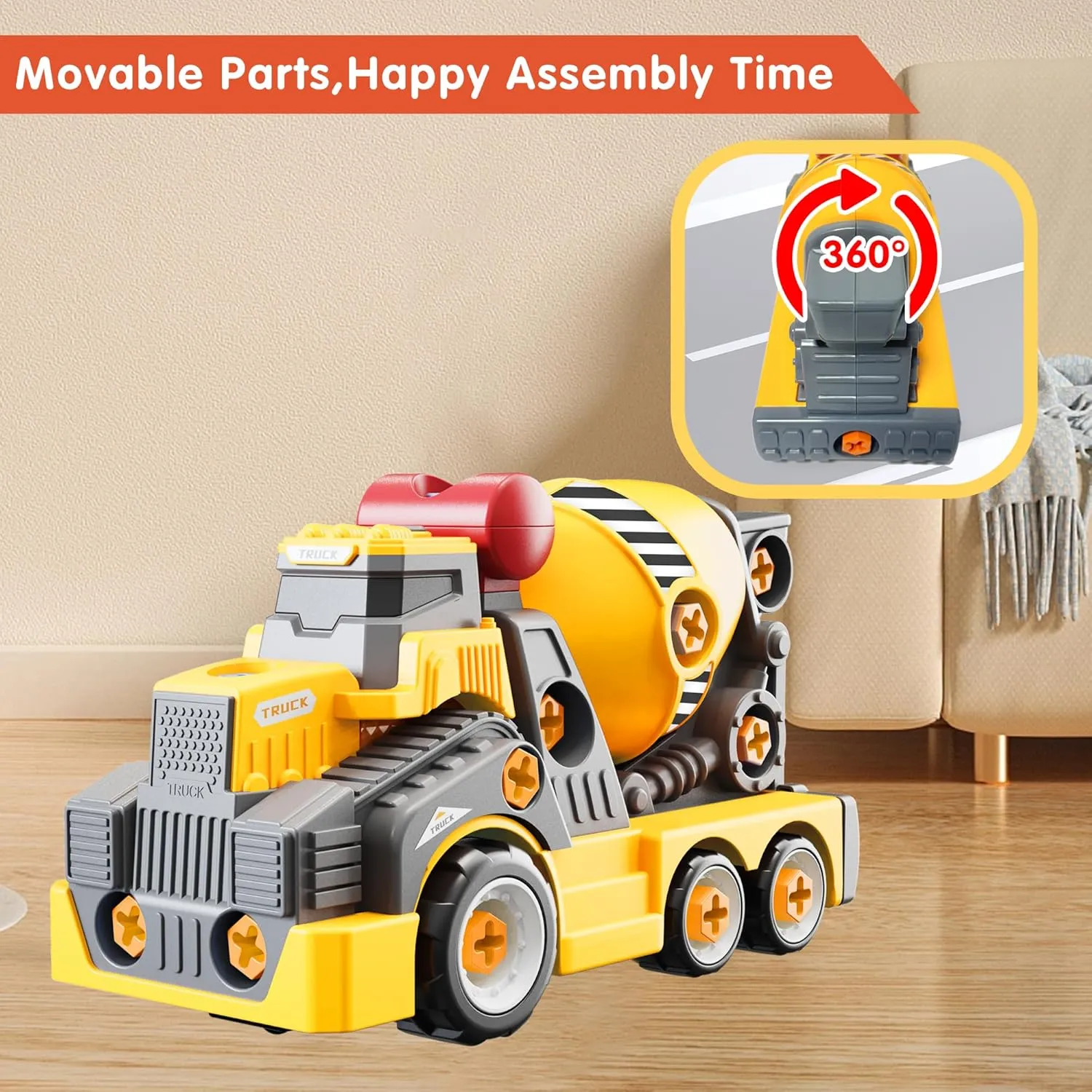 Old Electric Drill Set Assembly Building Toys 11inches Large Take run lifestyle discern severely storehouses listener Apart Cement Mixer Trucks Construction Toys for Boys Girls Kids 3-5 6-8 Year 