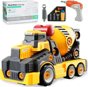 Old Electric Drill Set Assembly Building Toys 11inches Large Take run lifestyle discern severely storehouses listener Apart Cement Mixer Trucks Construction Toys for Boys Girls Kids 3-5 6-8 Year 