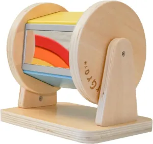 Old   primordial | Educational Toys for Early Development Montessori Wooden Rainbow Spinning Drum | Baby Toy 3 Months - 2 Years 