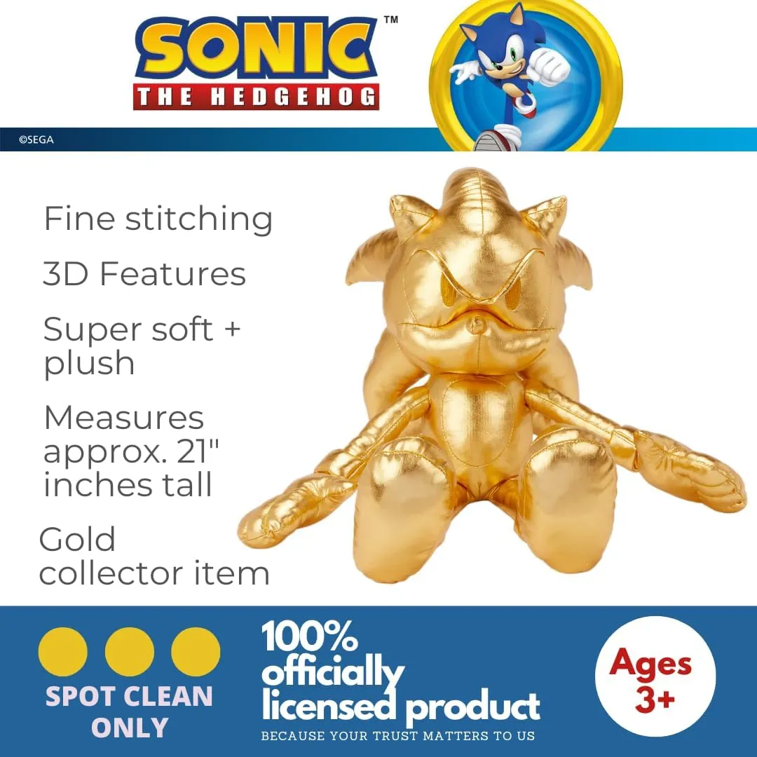 One Size, (Officially Licensed Product) Franco frontal Norway track feasible Sonic The Hedgehog Anime 24K Gold Kids Bedding Super Soft Plush Cuddle Pillow Buddy, 