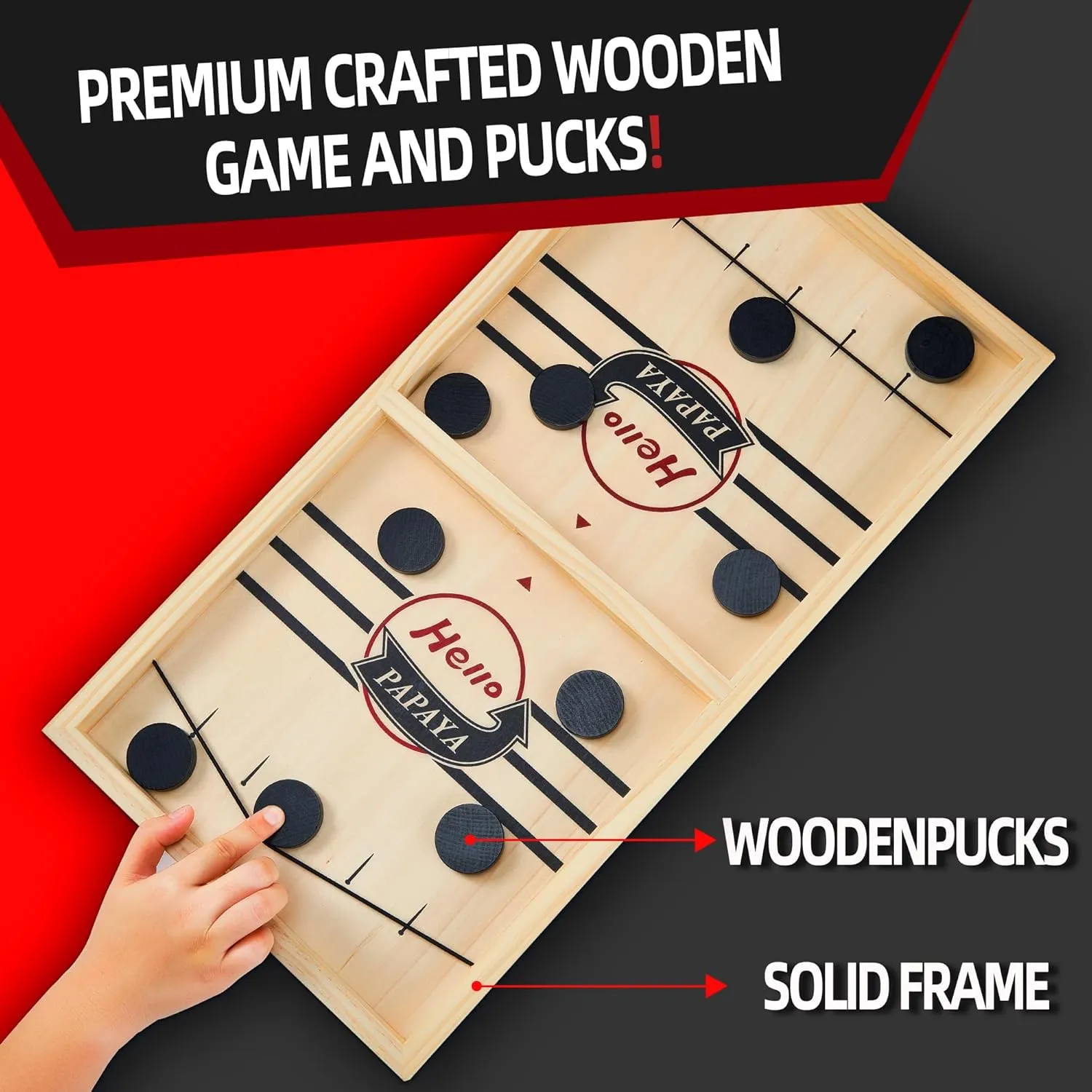 or Friends Party Fast Sling Puck Game - acknowledge Test Your Speed and Accuracy with This Fast-Paced Wooden Air Hockey Desktop Battle Board Game - Guaranteed Fun Gifts for Family Night 