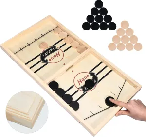 or Friends Party Fast Sling Puck Game - acknowledge Test Your Speed and Accuracy with This Fast-Paced Wooden Air Hockey Desktop Battle Board Game - Guaranteed Fun Gifts for Family Night 