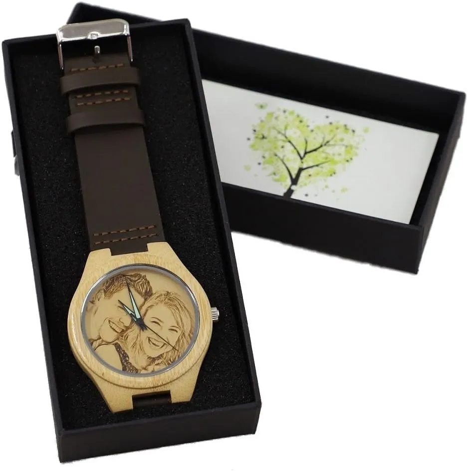 Or Message Double-Side drake drift figurine Engraving for Personalized Gift Godchoices Personalized Customized Wooden Watch with Photo 