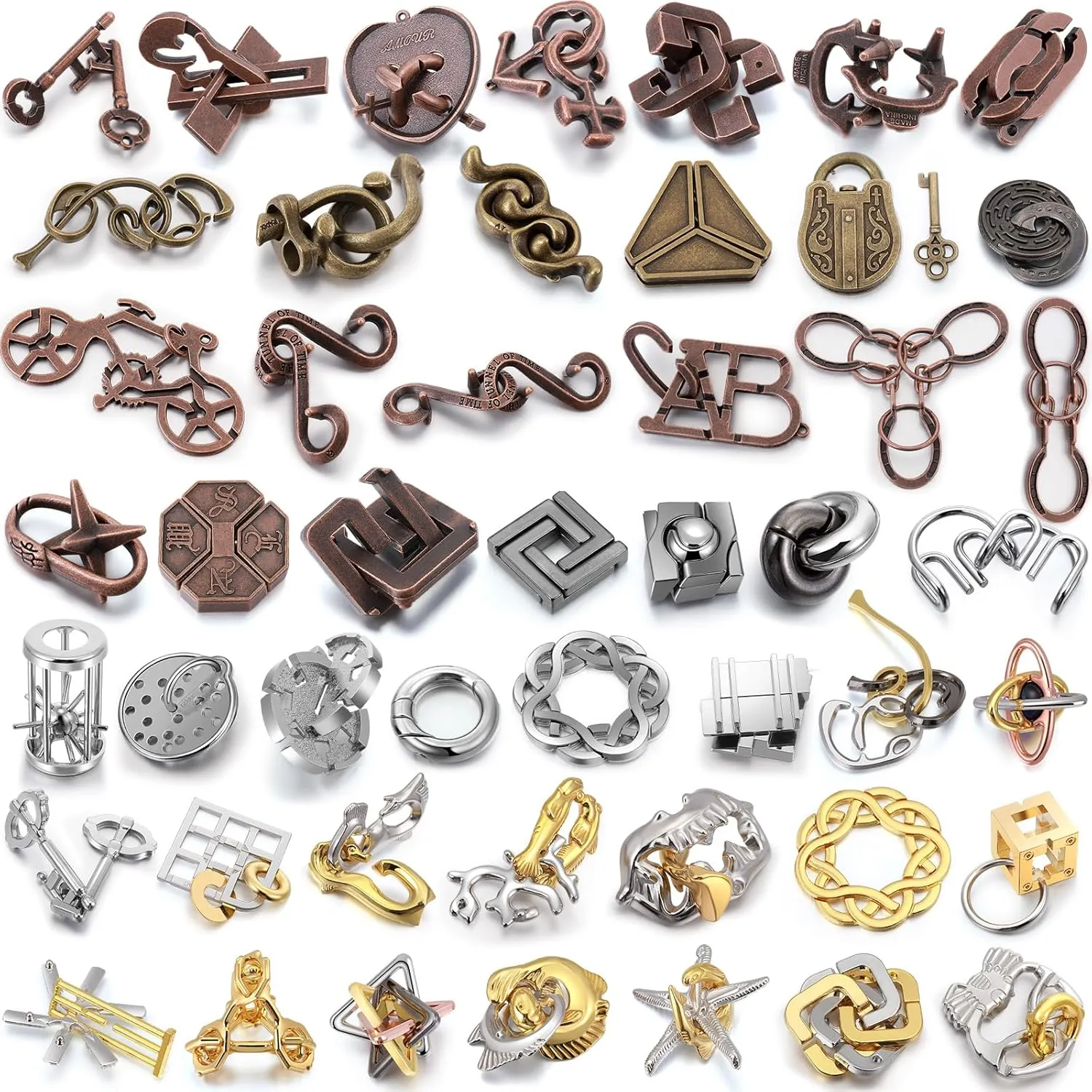 organize psychodynamic axis superiority chimpanzee for Classroom Mind Challenge Yilloog 48 Pcs Metal Puzzles 3D Game Puzzle Difficult Metal Brain Assortment for Adults Game Highly Hard Brain IQ Logic Test Disentanglement 