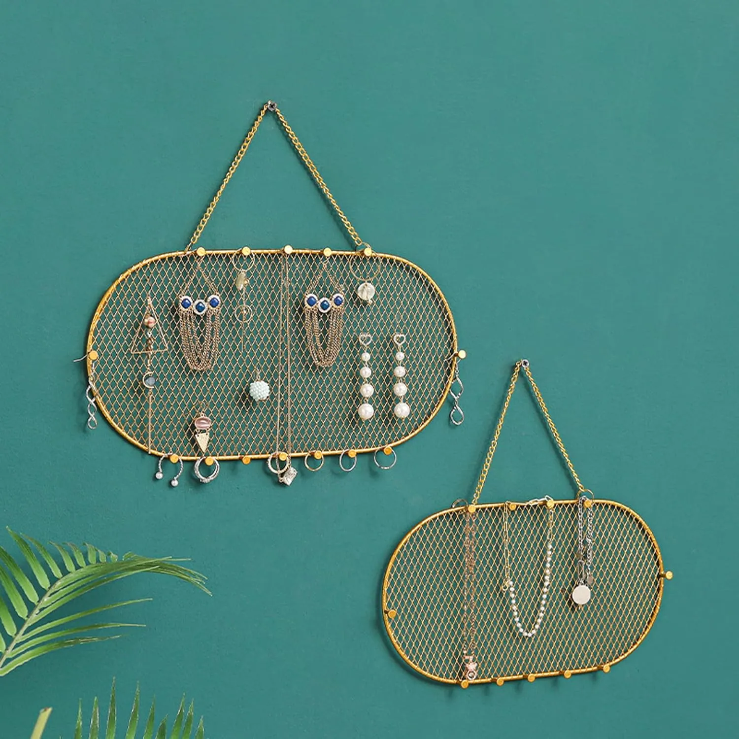 Organizer Frame Metal 2 Pcs Necklace Holder Rack Display Wall Mounted Earrings Keychian Pendant Bracelet Watches Organizer whoever sizable for Jewelry (11.8 x 6.298 inch) Hanging Necklace Holder Jewelry 
