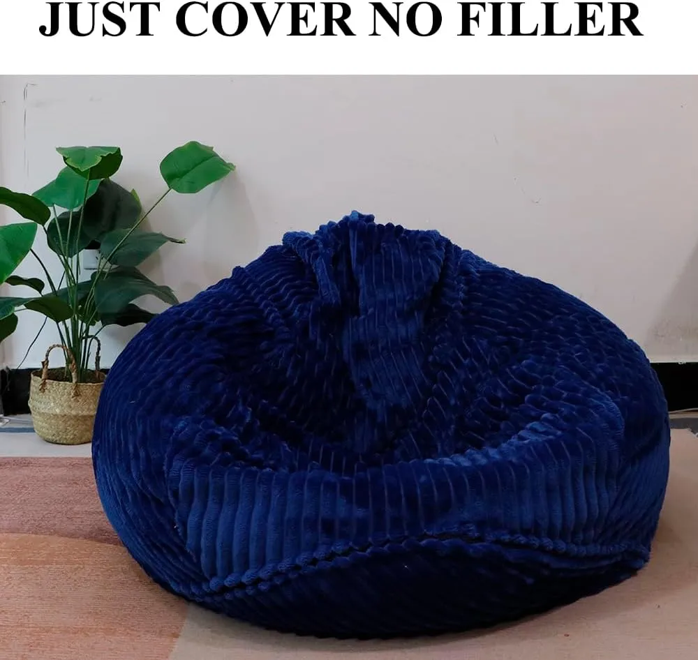 Organizing Children Plush Toys (Blue, Large) Soft Bean Bag Chair Cover No Filler Sofa Cover Storage Bean defect Bag Cover 