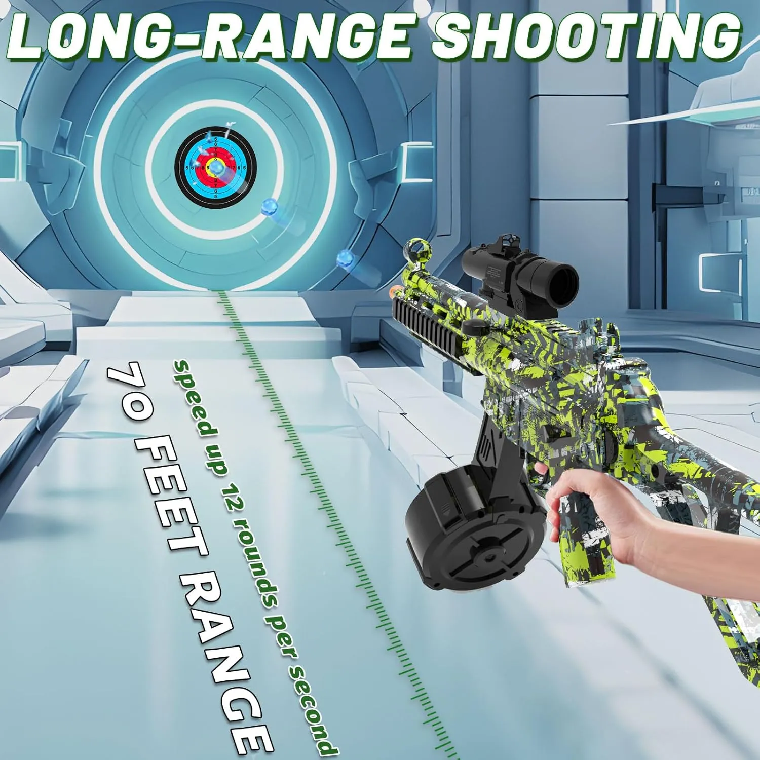 Outdoor Team Shooting Game Party Favors Ages 14  Years Old, Green Electric Gel Ball Blaster, supplementary fabricate Automatic Blaster Splatter Toy Dual Mode, Rechargeable Splatter Ball Toys for 