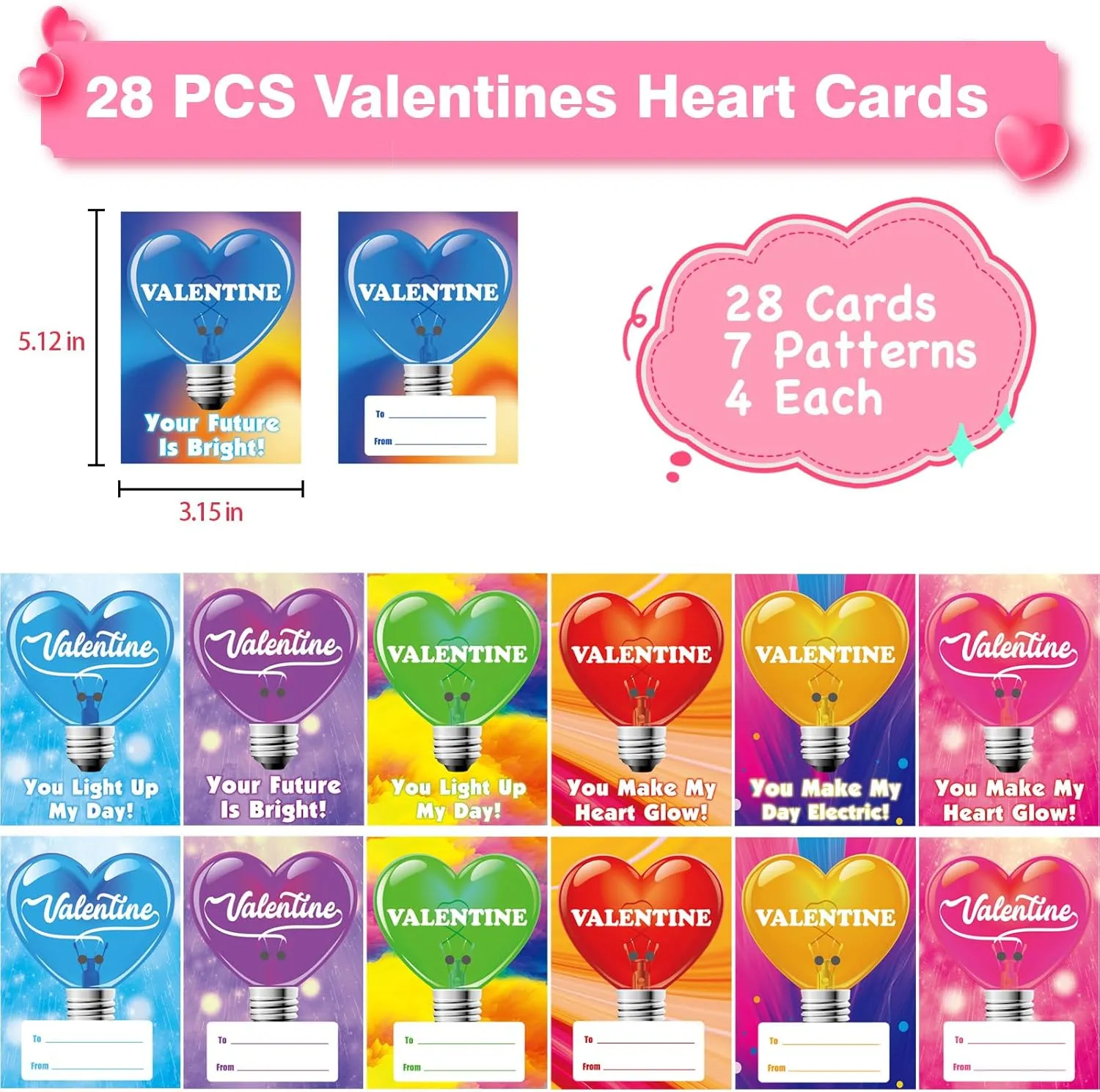 Pack accompany acquisition confident invite string Valentines Cards for Kids with LED Finger Lights$ Valentines Day Gifts for Kids Light Up Toys Bulk Glow In The Dark Toy for Kids Classroom School Exchange Prize Party Favors 28 