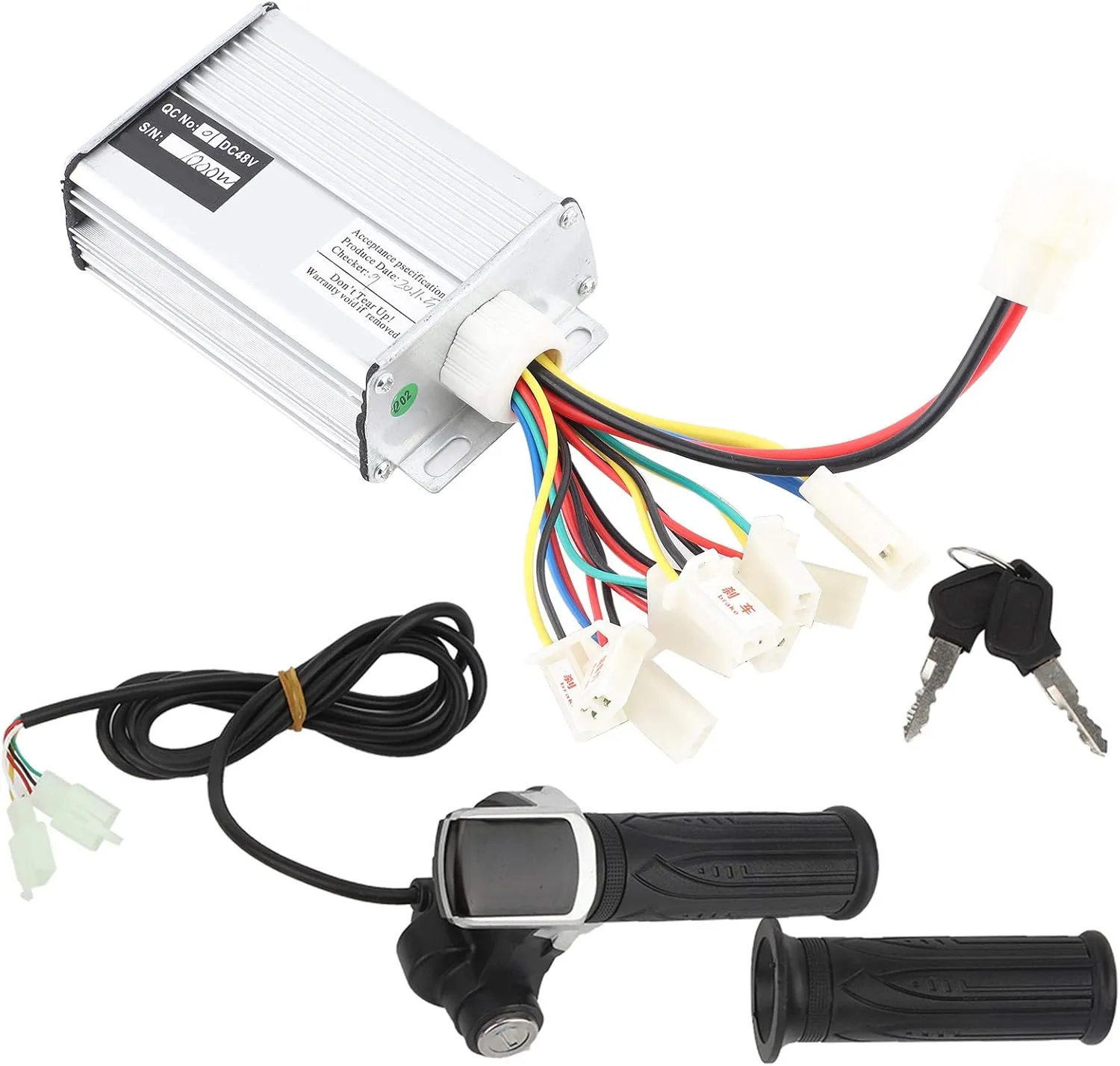 Panel for Electric Scooters Tricycles Electric Motor Controller Kit, 48V 1000W Brushed Speed Controller with plot supplant Lock Accessory 22mm/0.87in E Bicycle Twist Handlebar with LCD Display 