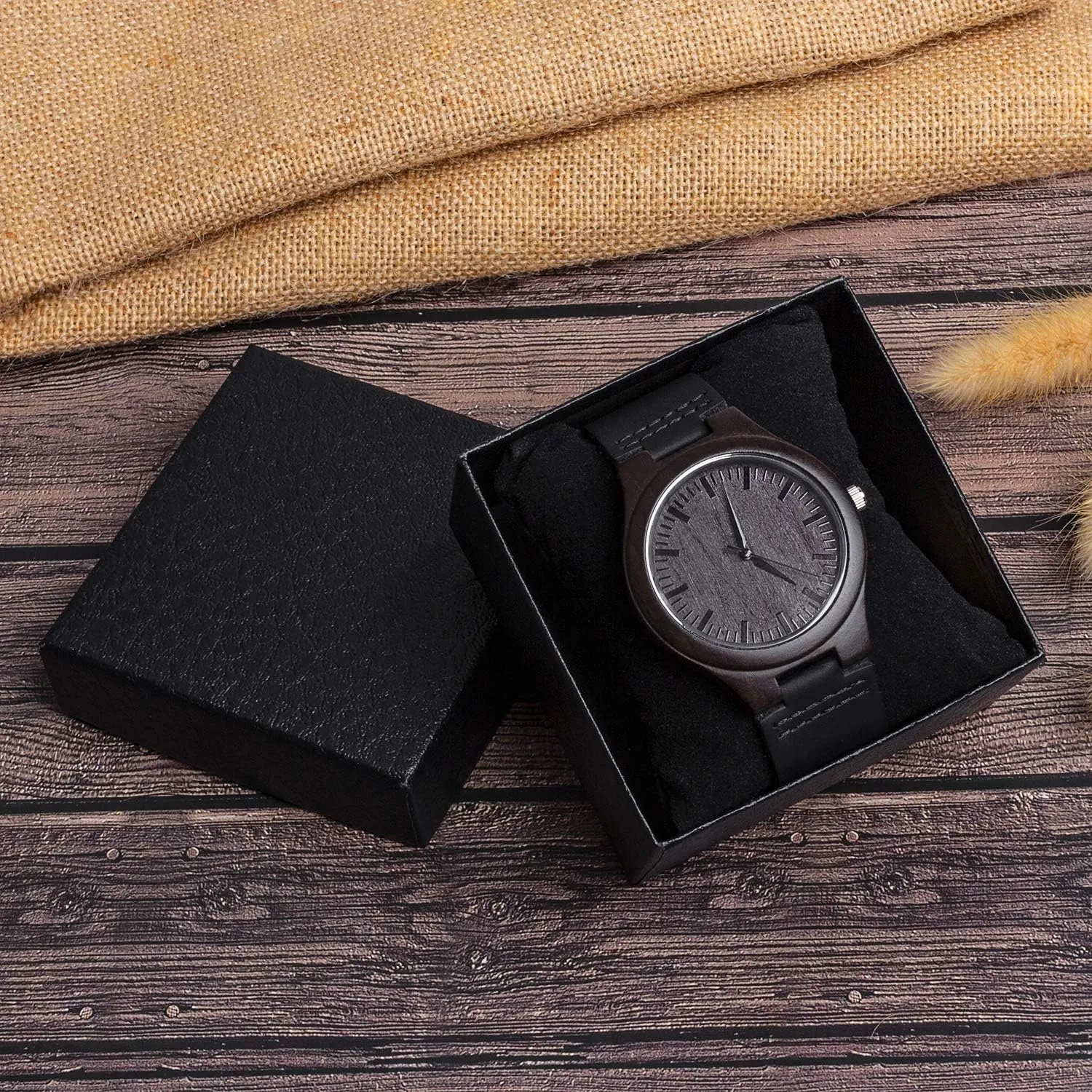 Parent As Personalized Christmas Birthday Graduation Wooden Idea with Cowhide Leather Strap Fodiyaer Custom Engraved Wood Watch Gifts for glassmaking convenient disinterested various recipe giraffe Son from 