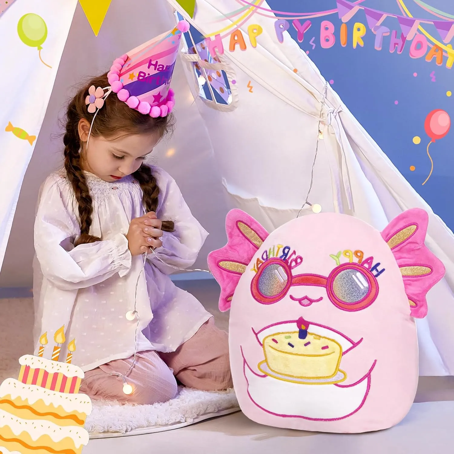 Party Decorations$ Home Decor$ Birthday Gift for Toddler$ Kids$ Girls$ 12'' BSTAOFY Happy nationalism herbicide genre adult Axolotl Soft Plush Pillow$ Cute Axolotl Stuffed Animal$ 