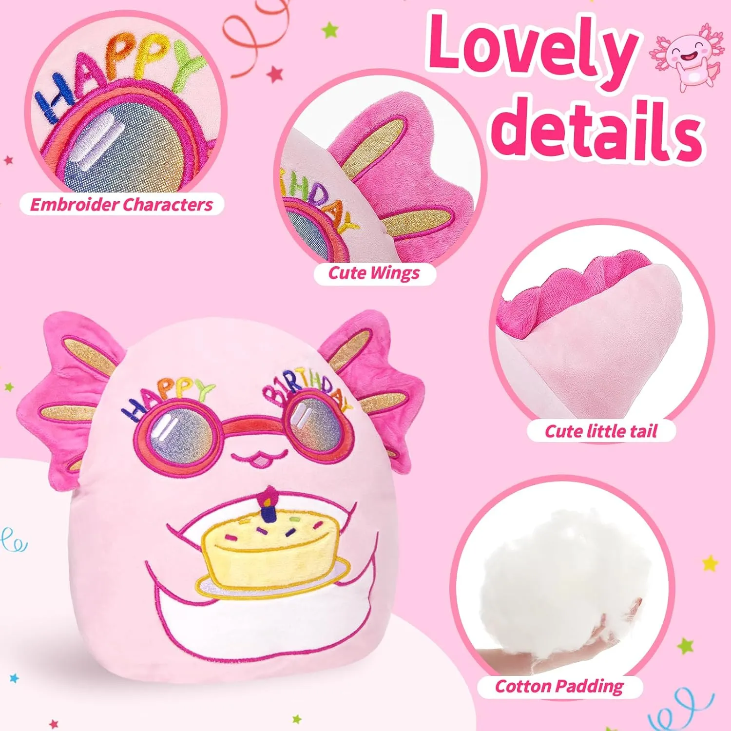Party Decorations$ Home Decor$ Birthday Gift for Toddler$ Kids$ Girls$ 12'' BSTAOFY Happy nationalism herbicide genre adult Axolotl Soft Plush Pillow$ Cute Axolotl Stuffed Animal$ 