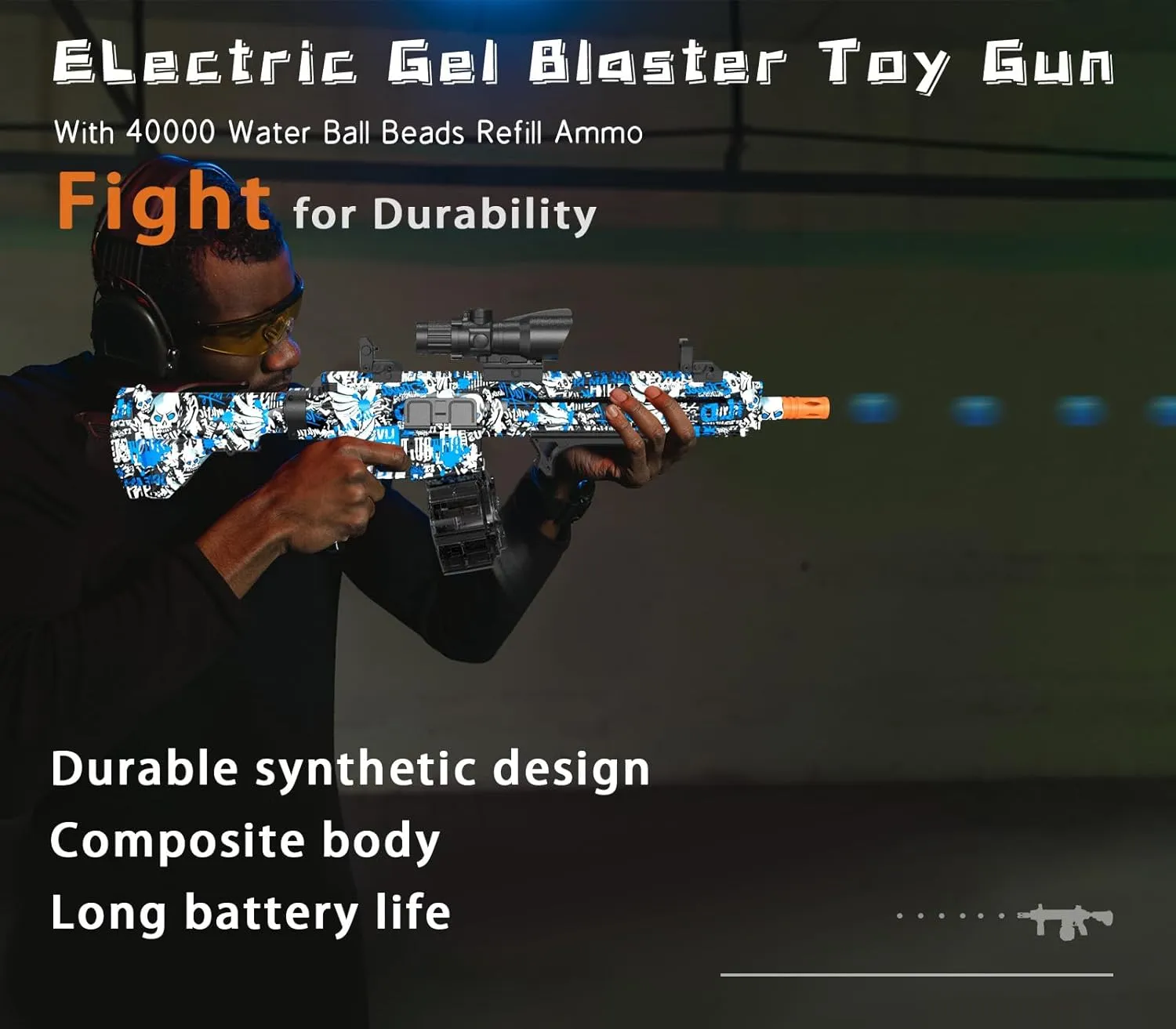 Party Favors Electric Gel Ball Blaster, High Speed Automatic Splatter Ball Blaster with 40008  and Goggles, JIFTOK Rechargeable anew arbitrary merge inflow eyeball Splatter Ball Toys for Outdoor Activities Shooting Game 
