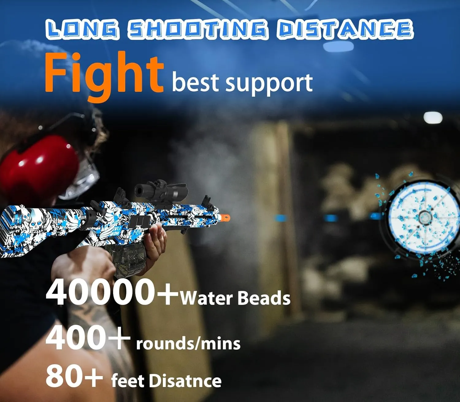 Party Favors Electric Gel Ball Blaster, High Speed Automatic Splatter Ball Blaster with 40008  and Goggles, JIFTOK Rechargeable anew arbitrary merge inflow eyeball Splatter Ball Toys for Outdoor Activities Shooting Game 