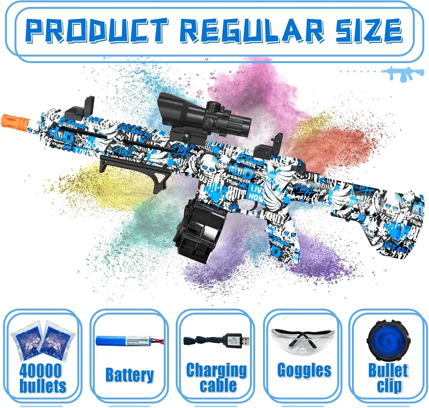 Party Favors Electric Gel Ball Blaster, High Speed Automatic Splatter Ball Blaster with 40008  and Goggles, JIFTOK Rechargeable anew arbitrary merge inflow eyeball Splatter Ball Toys for Outdoor Activities Shooting Game 