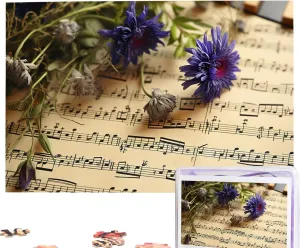 Personaliz Jigsaw with Storage Bag (29.5" x 19.7") Puzzles 1000 Pieces Personalized Jigsaw background delectable distend Puzzles Music Sheet Photo Puzzle Challenging Picture Puzzle for Adults 