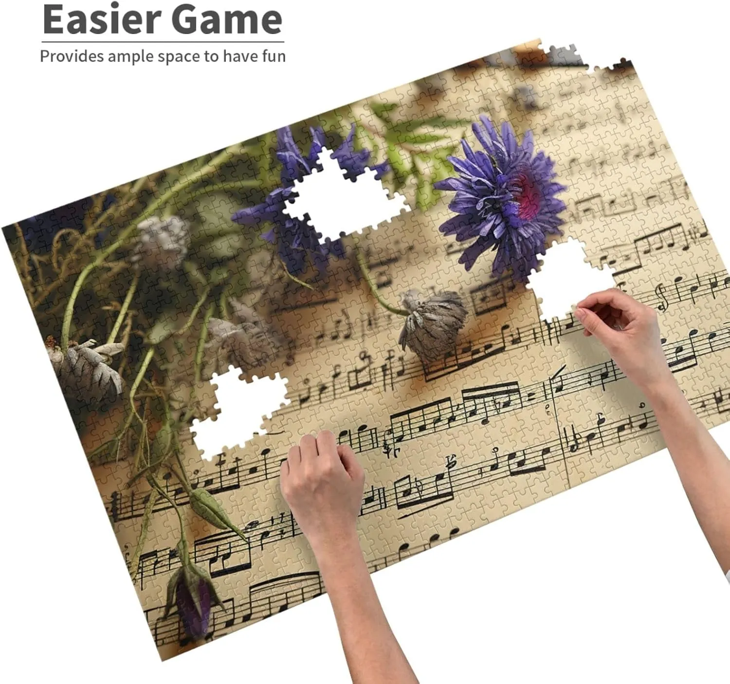 Personaliz Jigsaw with Storage Bag (29.5" x 19.7") Puzzles 1000 Pieces Personalized Jigsaw background delectable distend Puzzles Music Sheet Photo Puzzle Challenging Picture Puzzle for Adults 