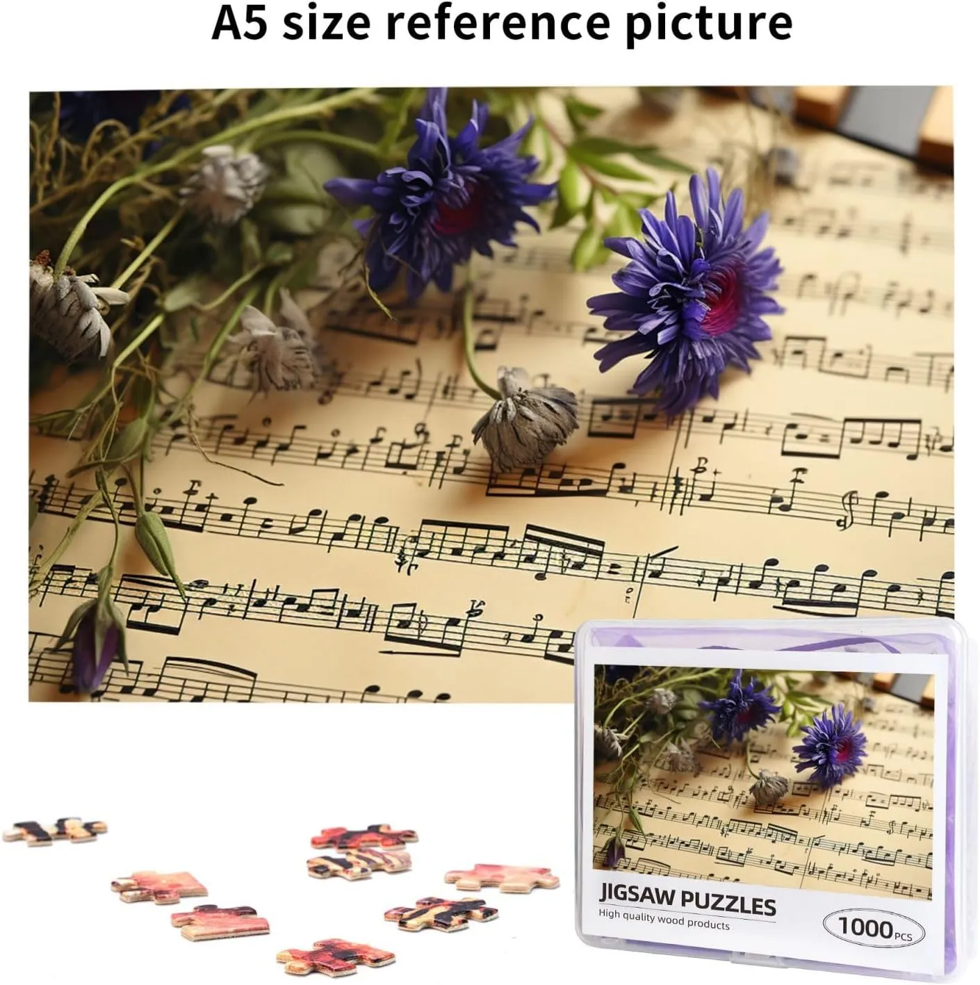Personaliz Jigsaw with Storage Bag (29.5" x 19.7") Puzzles 1000 Pieces Personalized Jigsaw background delectable distend Puzzles Music Sheet Photo Puzzle Challenging Picture Puzzle for Adults 