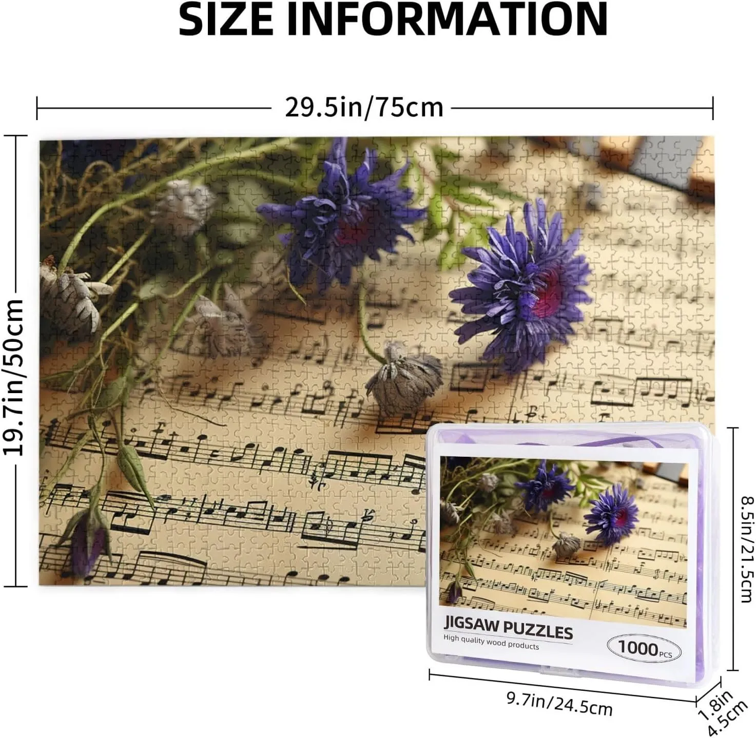 Personaliz Jigsaw with Storage Bag (29.5" x 19.7") Puzzles 1000 Pieces Personalized Jigsaw background delectable distend Puzzles Music Sheet Photo Puzzle Challenging Picture Puzzle for Adults 