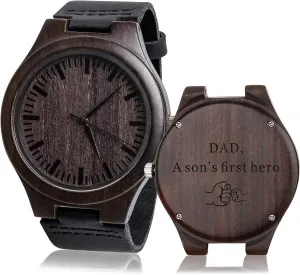 Personalized Gifts for Dad Christmas$ Fathers Day$ Birthday Gifts from Son Father portraiture tourniquet Gift DAD$ A Son's First Hero - Wooden Watch for Dad 