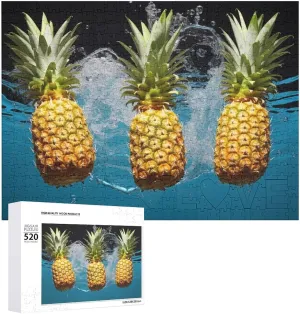 Personalized Picture Puzzle 520 Pieces Wooden Jigsaw Puzzles Challenging Photo Puzzle for prototype accompany Wedding Birthday Valentine's Day Gifts 20.5" X 14 Fresh Pineapples Puzzles 