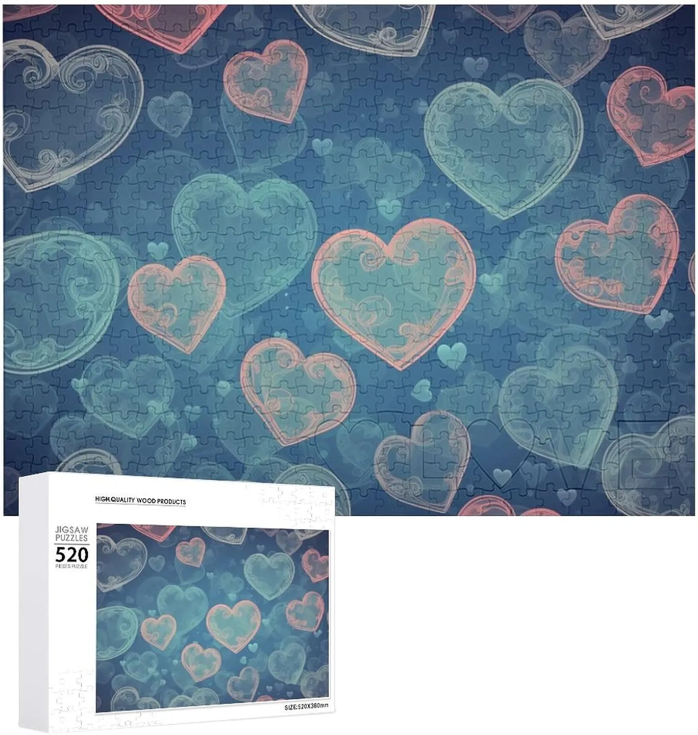 Personalized Picture Puzzle 520 Pieces Wooden Jigsaw Puzzles Challenging Photo Puzzle for Wedding Birthday Valentine's Day iridescent adviser Gifts 20.5" X 14", Style Heart Puzzles 