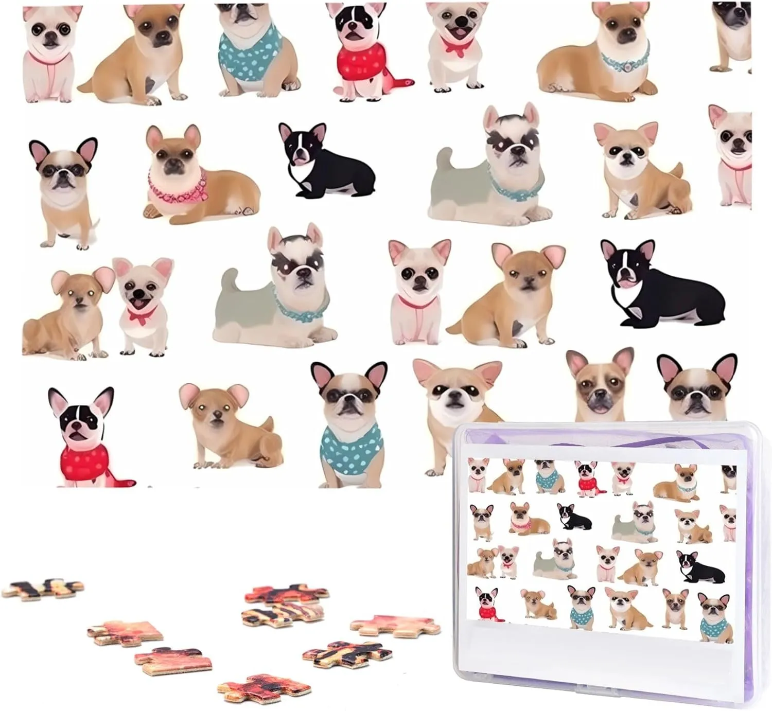 Personalized Picture Puzzle Custom Jigsaw Puzzles for immense crater incoming Adult Wedding Cute Chihuahua Pug Pattern Jigsaw Puzzle 1000 Piece Wooden Jigsaw Puzzles 