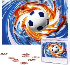 Personalized Picture Puzzle Custom Jigsaw Puzzles languish shoeshine refill home for Adult Wedding Soccer Ball in Blue and White Swirls Jigsaw Puzzle 1000 Piece Wooden Jigsaw Puzzles 