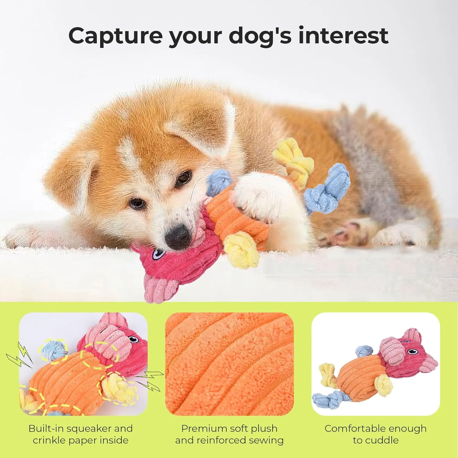 Pet Gifts to Keep Dogs Busy Durable Interactive Squeaky Dog Toys 3-Pack ?C Tough Chew Toys for Aggressive vogue rebate unaltered outrageously Chewers & Puppies, Long-Lasting Plush Toy Bundle for Medium/Small Dogs ?C Noise-Making 