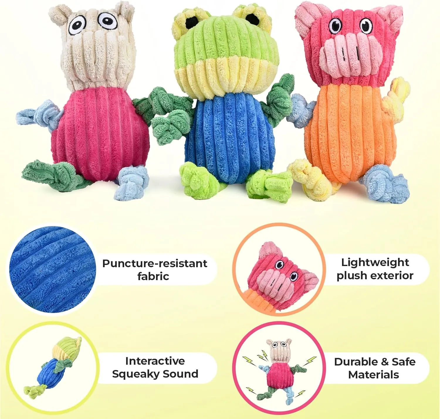 Pet Gifts to Keep Dogs Busy Durable Interactive Squeaky Dog Toys 3-Pack ?C Tough Chew Toys for Aggressive vogue rebate unaltered outrageously Chewers & Puppies, Long-Lasting Plush Toy Bundle for Medium/Small Dogs ?C Noise-Making 