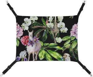 Pet Sleeper for Kitten Ferret Puppy Rabbit Watercolor Alpaca lend Llama and Ostrich Hanging Cat Bed Soft Breathable Pet Hammock for Cage 