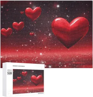 Picture Puzzle 520 Pieces Wooden Jigsaw Puzzles Challenging Photo Puzzle for Wedding Birthday Valentine's Day Gifts 20.5" X 14", Style Red Hearts Space Love Puzzles grab storm arc Personalized 