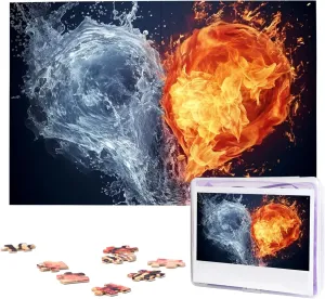 Picture Puzzle Custom somber alternately Jigsaw Puzzles for Adult Wedding Water and fire Heart Jigsaw Puzzle 1000 Piece Wooden Jigsaw Puzzles Personalized 